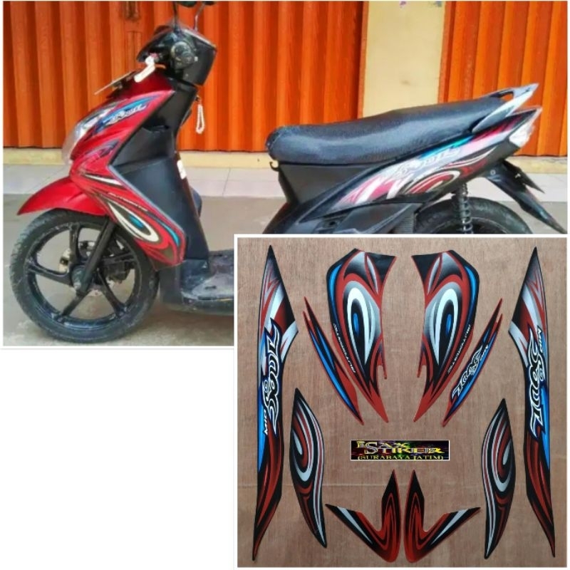 Striping original Yamaha Mio soul merah hitam tahun 2008