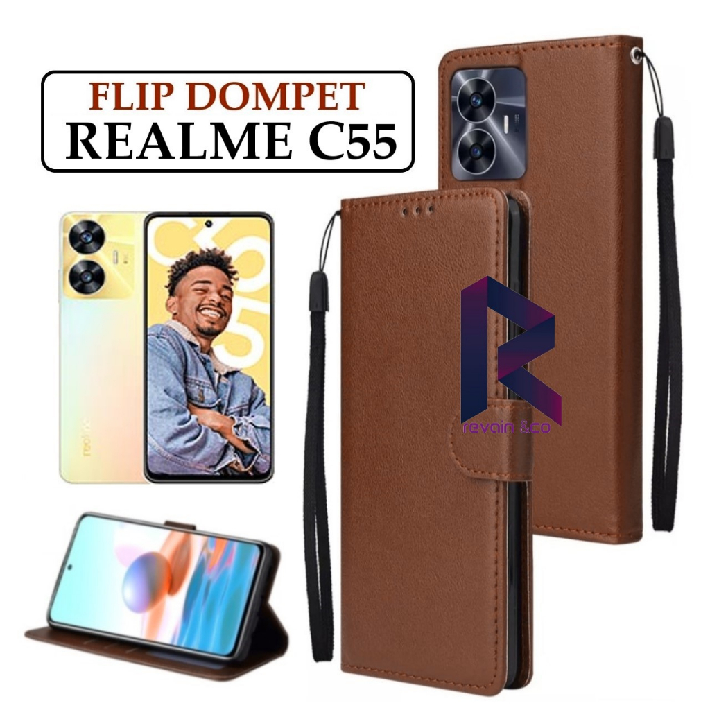FLIP COVER New REALME C55 FLIP WALLET LEATHER KULIT PREMIUM SARUNG BUKA TUTUP KESING HP FLIP CASE REALME C55