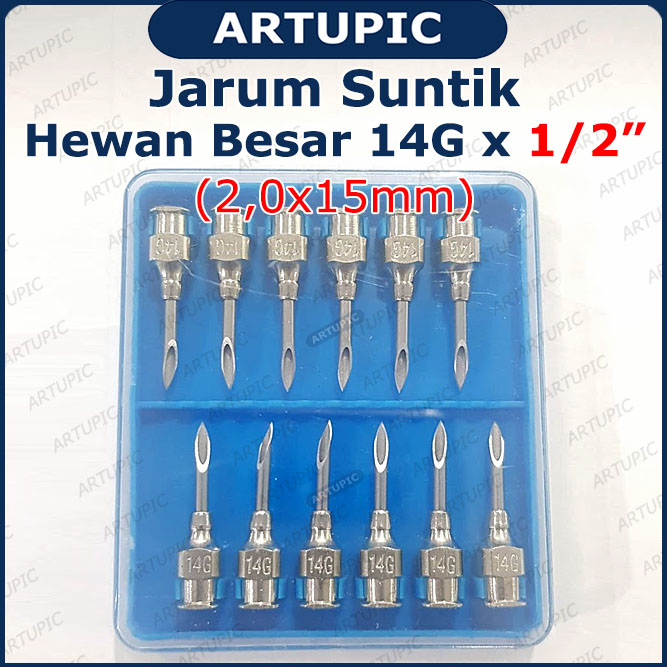 Jarum Suntik Hewan Besar 14G x 1/2 inch Vaksin Ternak Babi Sapi Kuda Vet Needle Stainless Steel