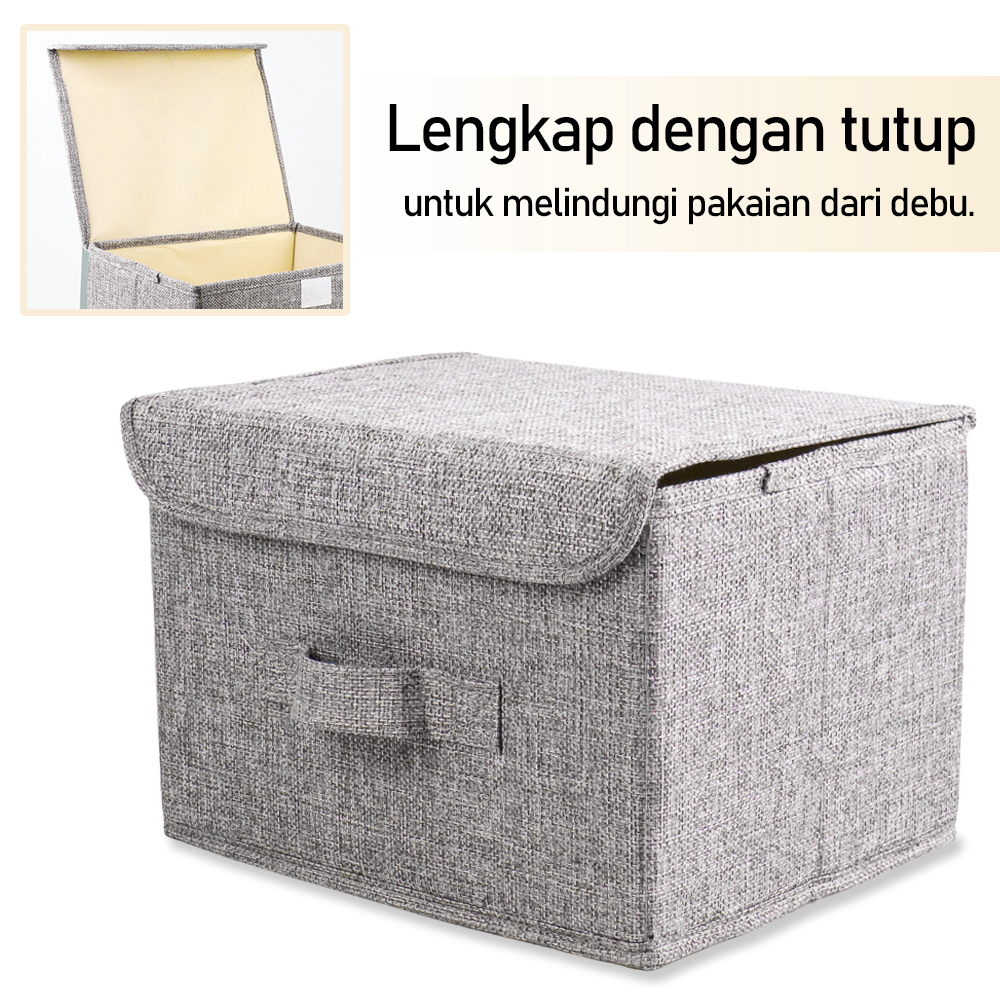 Kotak Penyimpan Pakaian Storage Box Foldable with Lid Small - FR225 - Gray