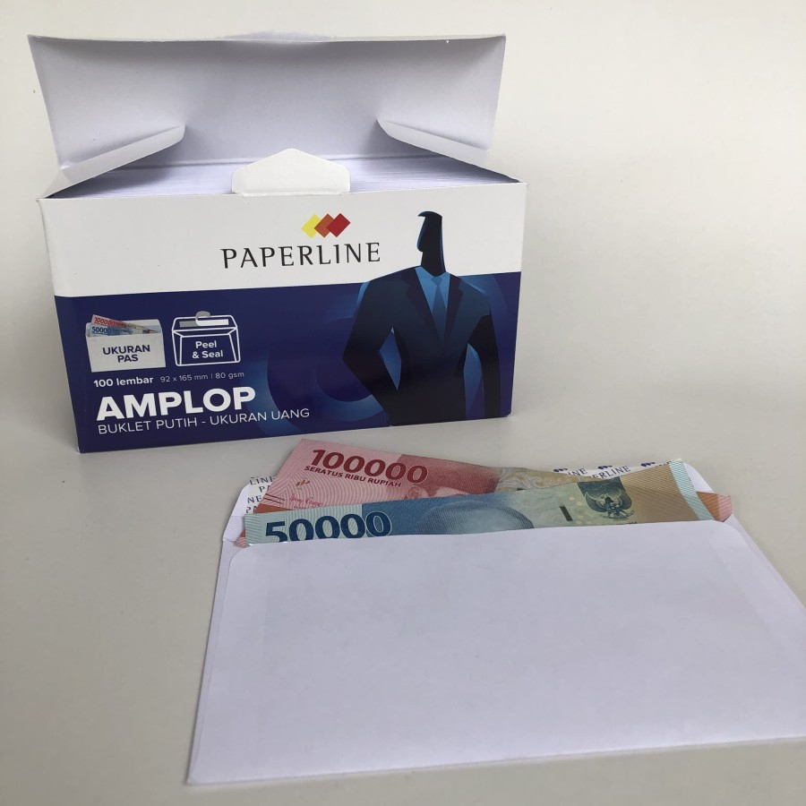 

Amplop PAPERLINE ukuran uang 92x165 mm plus perekat (isi 100 lembar)