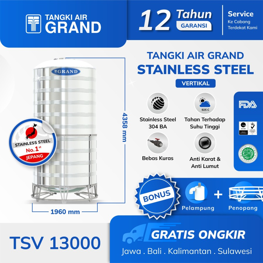 TANDON AIR STAINLESS 11500 LITER TSV13000 GRAND TEDMOND TANGKI HALAL