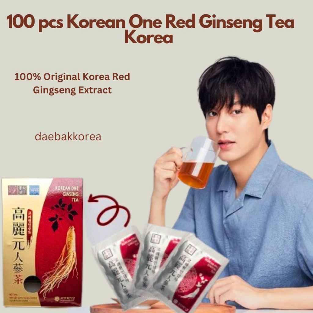[Ready stock] 1 Box = 100 pcs Korean One Red Ginseng Tea Korea 3 gr