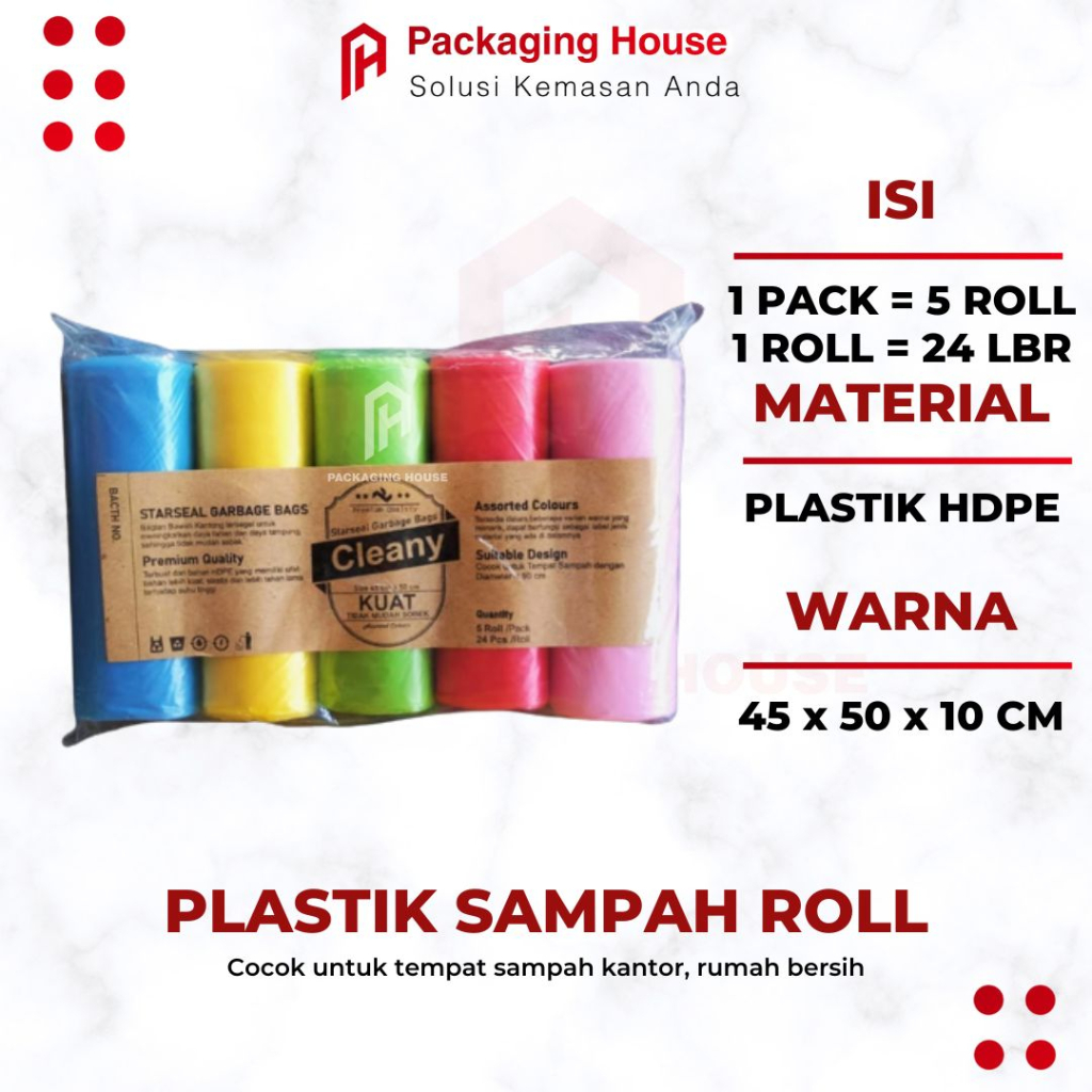 [5 roll]Kantong Plastik Sampah Roll | Trash Bag Roll | Plastik Sampah Roll | Plastik Sampah | Kanton