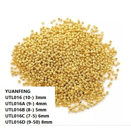 Mote bulat gold &amp; silver uk.3mm-8mm /pon