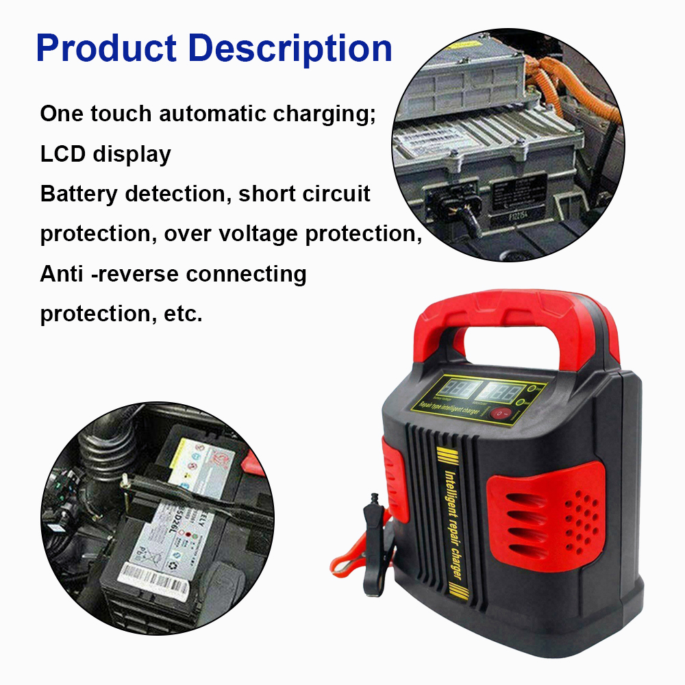 12V/24V 350W Portable Mobil Baterai Charger 200MAh Cerdas Pulse Perbaikan Jenis LCD Baterai kuat Pengisian Otomatis Perlindungan Sirkuit