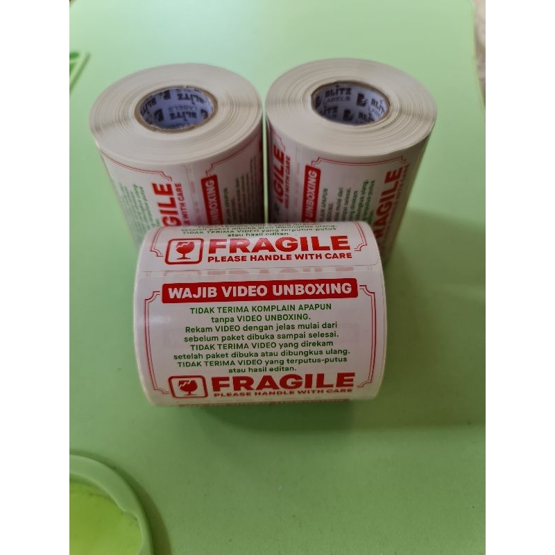 

Sticker Label FRAGILE Unboxing 80mm x 50mm 1Roll Isi 500pcs Murah