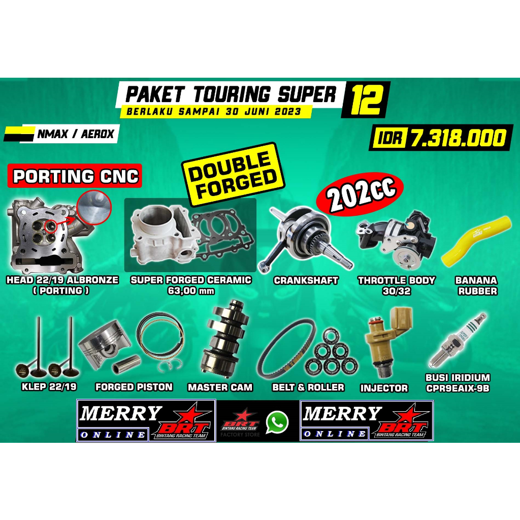 Paket Touring Super 12 BRT Bore Up Nmax Old Aerox Old Nmax New Aerox New 200cc