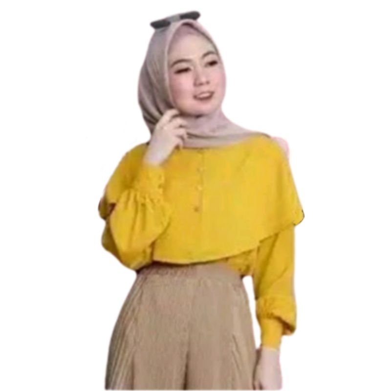 Jeslyn.Fashion Blouse Niki Lengan panjang Dewasa Fit XL Bahan Moscrepe . Baju Atasan Blouse wanita Dewasa Terbaru Kekinian Murah Niki