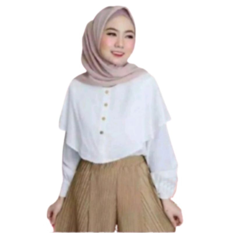 Jeslyn.Fashion Blouse Niki Lengan panjang Dewasa Fit XL Bahan Moscrepe . Baju Atasan Blouse wanita Dewasa Terbaru Kekinian Murah Niki