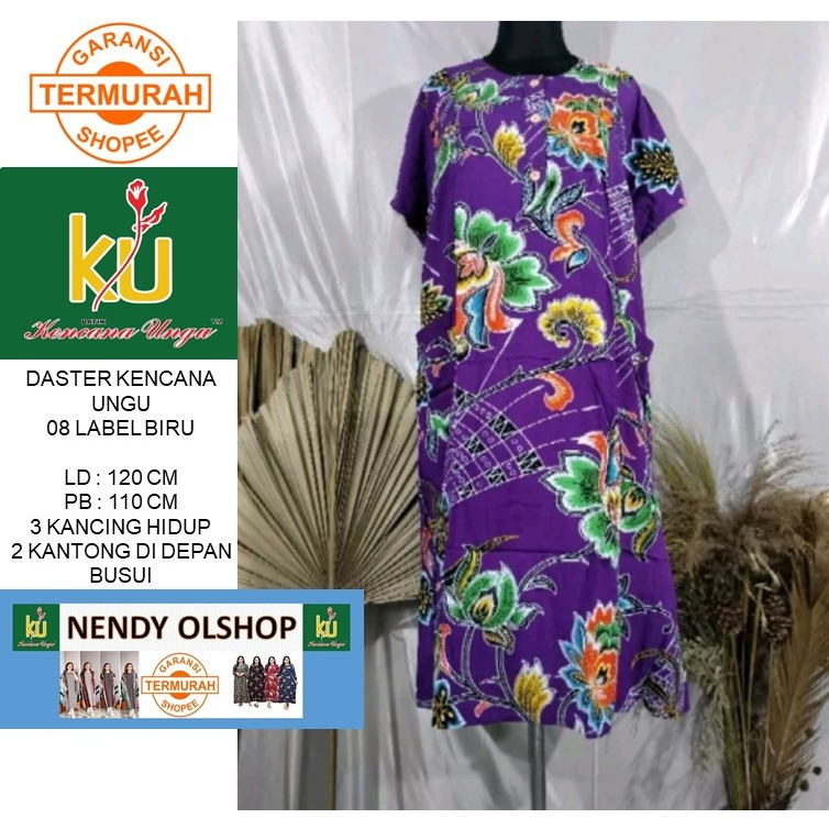 Kencana Ungu ORI Daster 08 Biru LD 120 CM PB 110 CM.KU ORI.Batik Kencana Ungu.Batik wanita.Fashion w