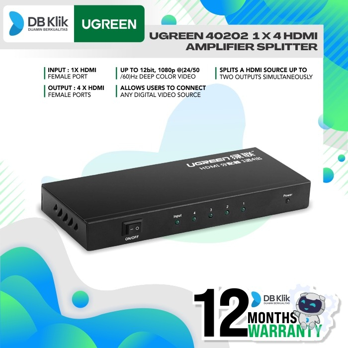 Splitter Hdmi Amplifier UGreen 40202 - Splitter 40202 1x4 HDMI Out