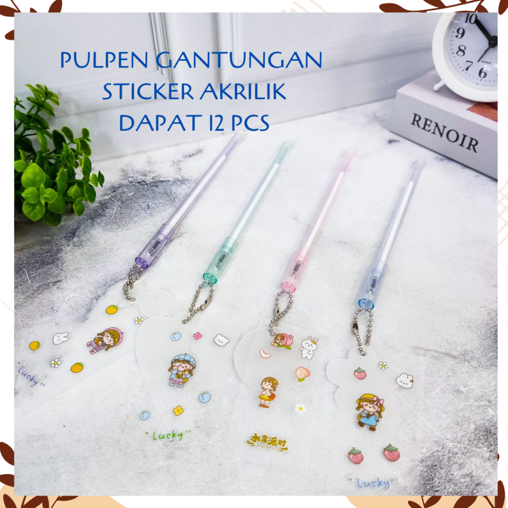 

SELUSIN PULPEN GANTUNGAN STICKER AKRILIK ISI 12 PCS PEN GEL PENA KARAKTER BOLPEN LUCU