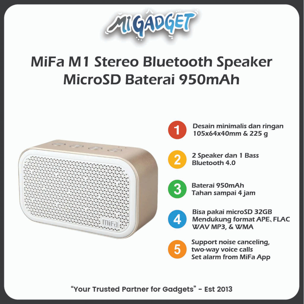 MiFa M1 Stereo Bluetooth Speaker Dengan MicroSD Slot