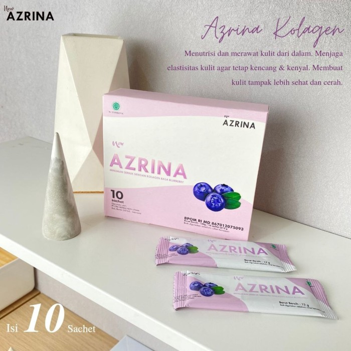 CLEARANCE SALE - Azrina Gluta Perfect Minuman Collagen Rasa Blueberry 10 Sachet BPOM