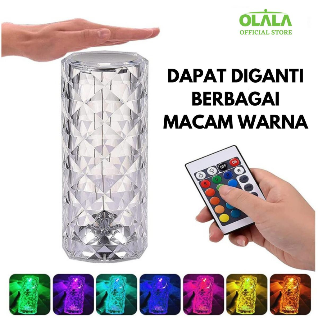 LAMPU MEJA LED CRYSTAL DIAMOND TABLE LAMP 16 COLOUR LIGHT OLL-0927