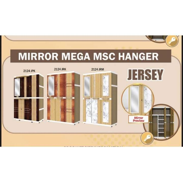 Lemari Plastik Gantungan Kaca 3 Pintu Naiba Mega MSC Hanger Mirror 2124 Batik