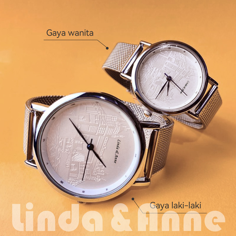 Jam Tangan Wanita Anti Air Tahan Bisnis Strap Rantai Pasir Desain Mewah Import Korean/Jam Tangan Couple Pria/Analog