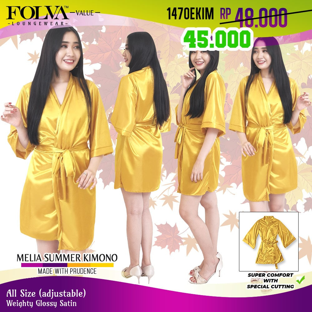 FOLVA Baju Tidur Piyama Wanita Kimono Bridesmaid robe satin all size