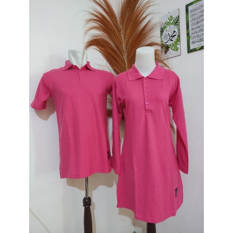 Kaos Couple Krah Polo PINK magenta Cowo dan Cewe Tunik Muslimah Busui Friendly