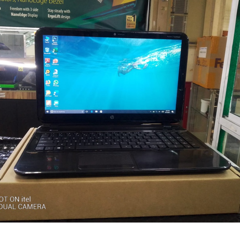 LAPTOP LEPTOP HP SLEEKBOOK TOUCHSCREEN AMD A6 RAM 4GB HDD 500GB 15 INC WINDOWS10 SIAP PAKAI MULUS