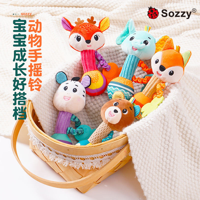 [BIG SALE] Rattle Stick Teether SOZZY Mainan Genggam Bayi Bentuk Binatang Handbell hampers kado bayi