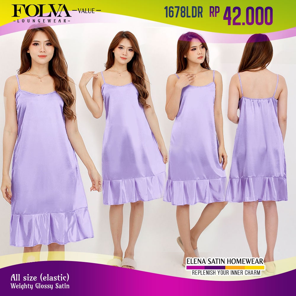 FOLVA Baju Tidur Tanktop Wanita Daster satin lipit selutut all size