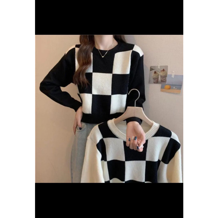 Sweater Yiko Crop Knite Rajut Terbaru