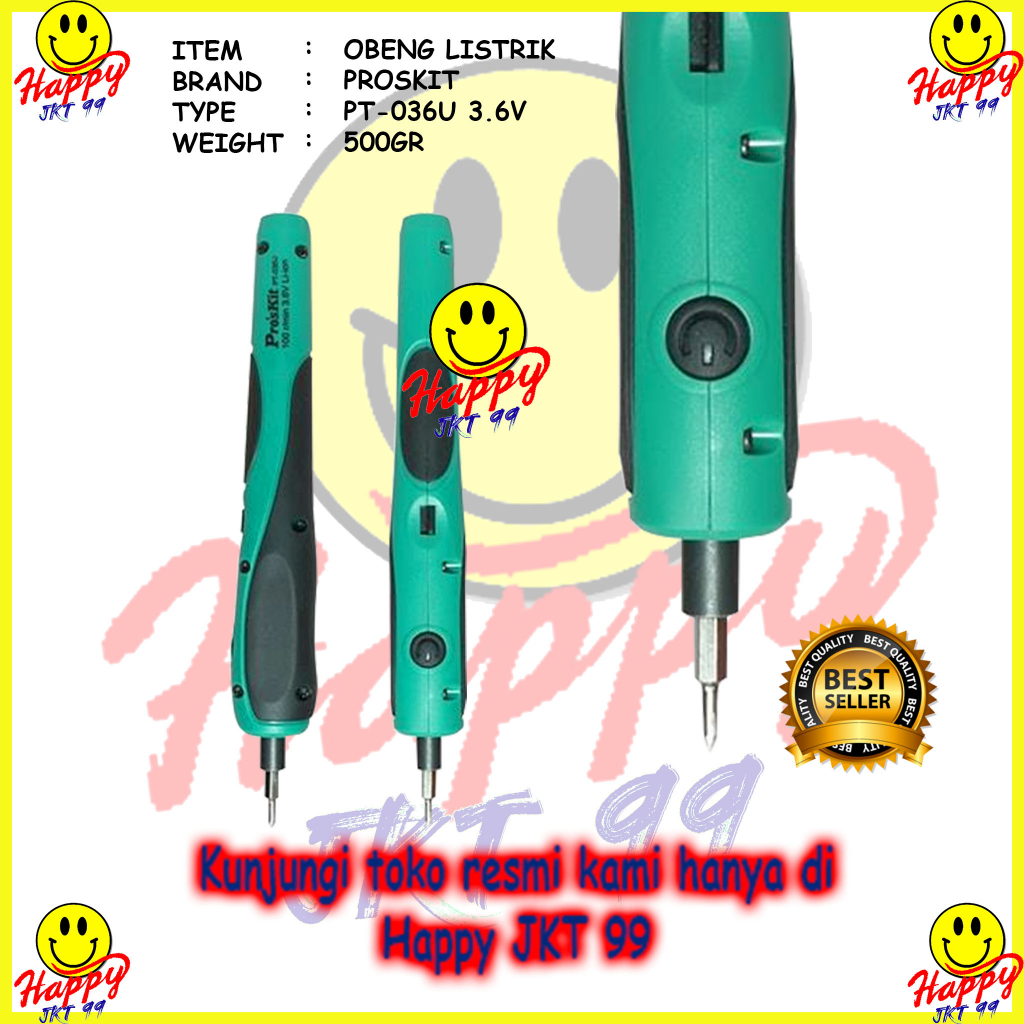 OBENG LISTRIK PROSKIT PT-036U PT 036 U FOR LAPTOP HP IPHONE CAMERA TEKNISI SERVICE ALAT BUKA BAUT ORIGINAL