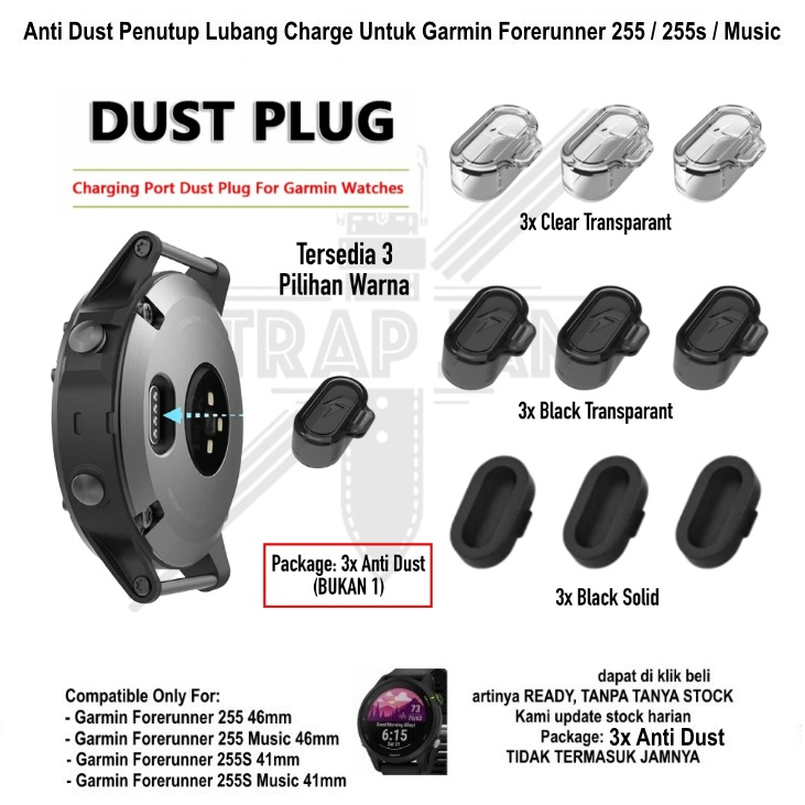 Anti Dust Plug Garmin Forerunner 255 / 255s / Standard / Music - Penutup Lubang Charge Charging