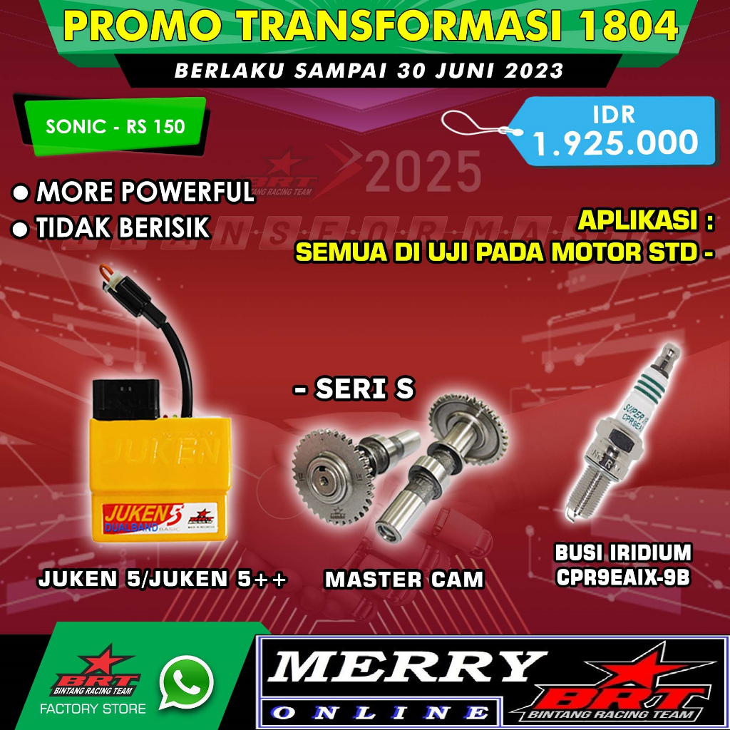 promo 1804 Master Cam dan Juken 5++  BRT Noken as Sonic 150 New GTR 150 CBR 150 New Racing S series