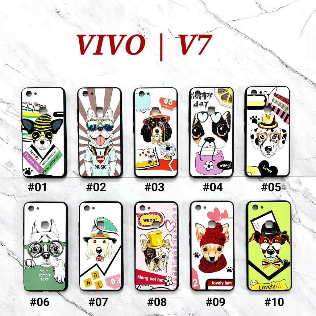 VIVO V5 V5S V5 LITE V7 V9 Y71 Y83 - cute DOG SERIES Soft Hard Case Embos UV