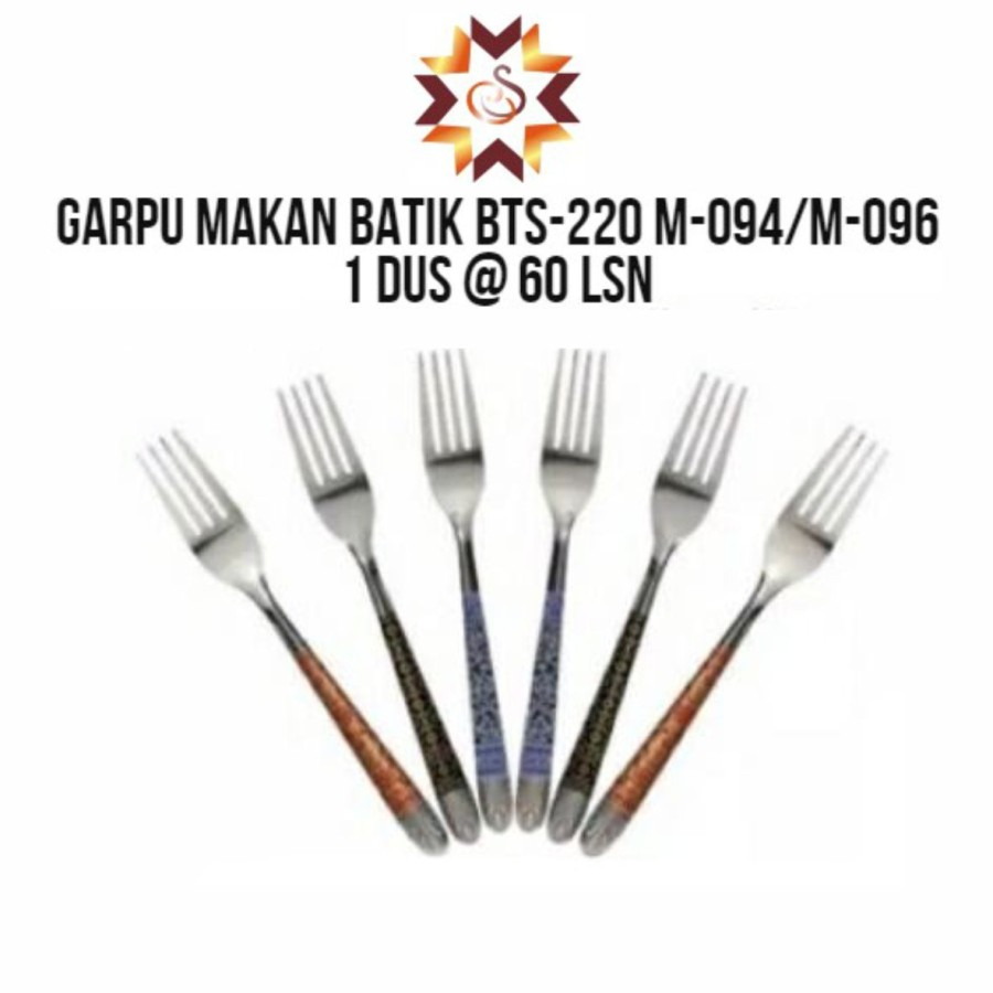 Garpu Sendok Makan Tebal Motif Batik Stainless Fork Spoon BTS-220 M-093 / M-094 - Isi 12 pcs