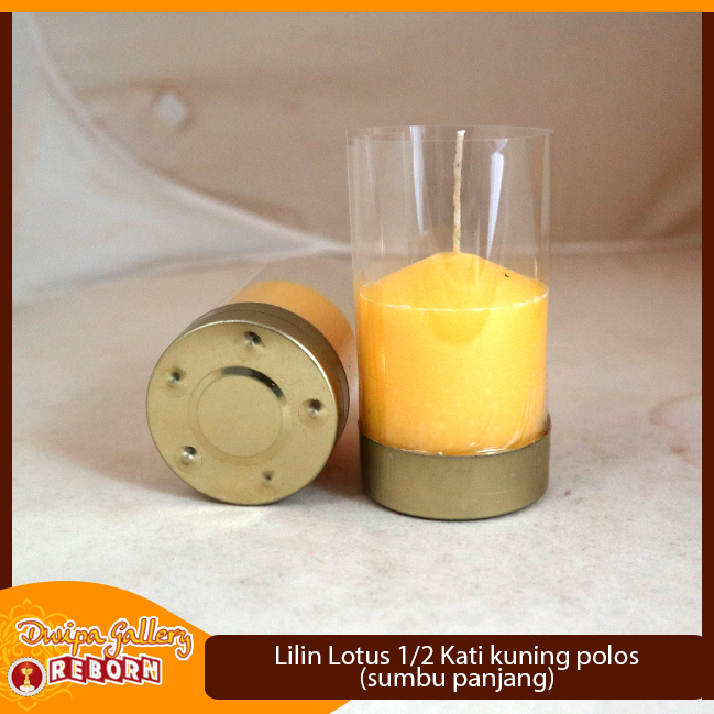 Lilin Sembahyang Kuning Polos Puja Altar Pilar 1/4 Kati Panjang