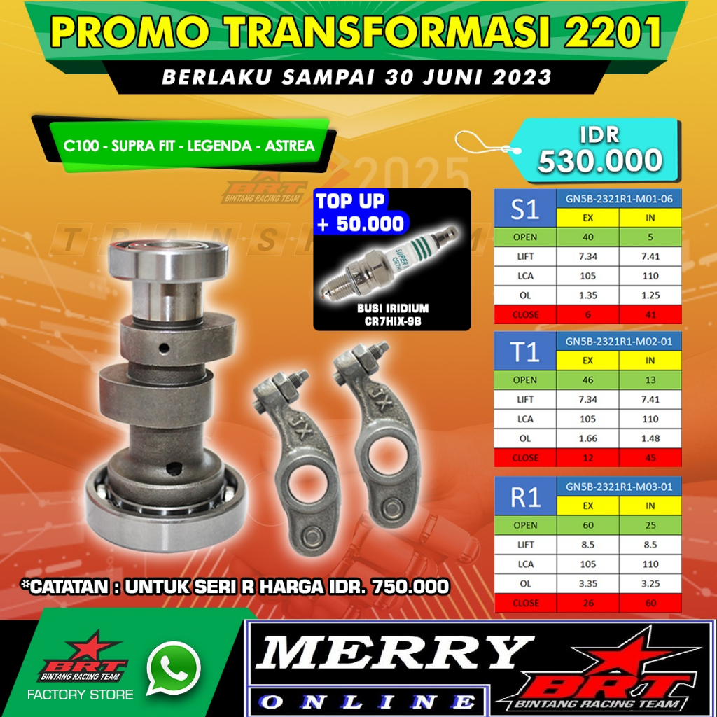 Promo 2201 Super Master Cam + RRA BRT Noken as Pelatuk Roller C100 / Supra X / Fit / Grand / Win / GN5