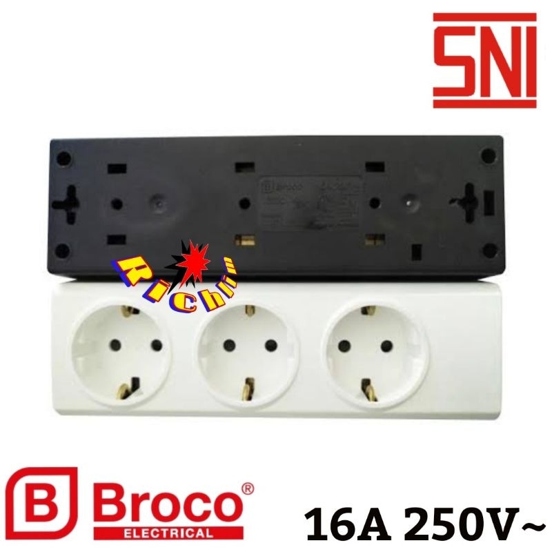 Stop Kontak Broco 2,3 dan 4 Lubang+Steker Switch Broco+Kabel 1 sampai 10 meter/Stopkontak Siap Pakai