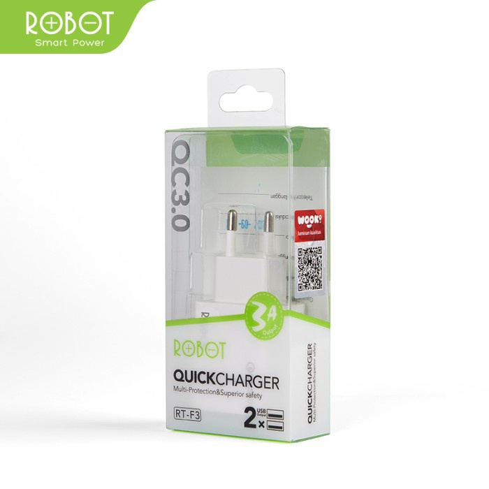 Adaptor Charger Robot 2 Port USB 18W 3A Fast Charging Batok Kepala Casan 3 Ampere Quick Charge BY.SULTAN