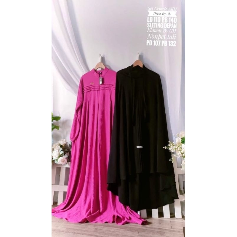 Hawa Dress cringcle original aku karissa / set gamis crincle aku karissa /Gamis busui katun jepang l
