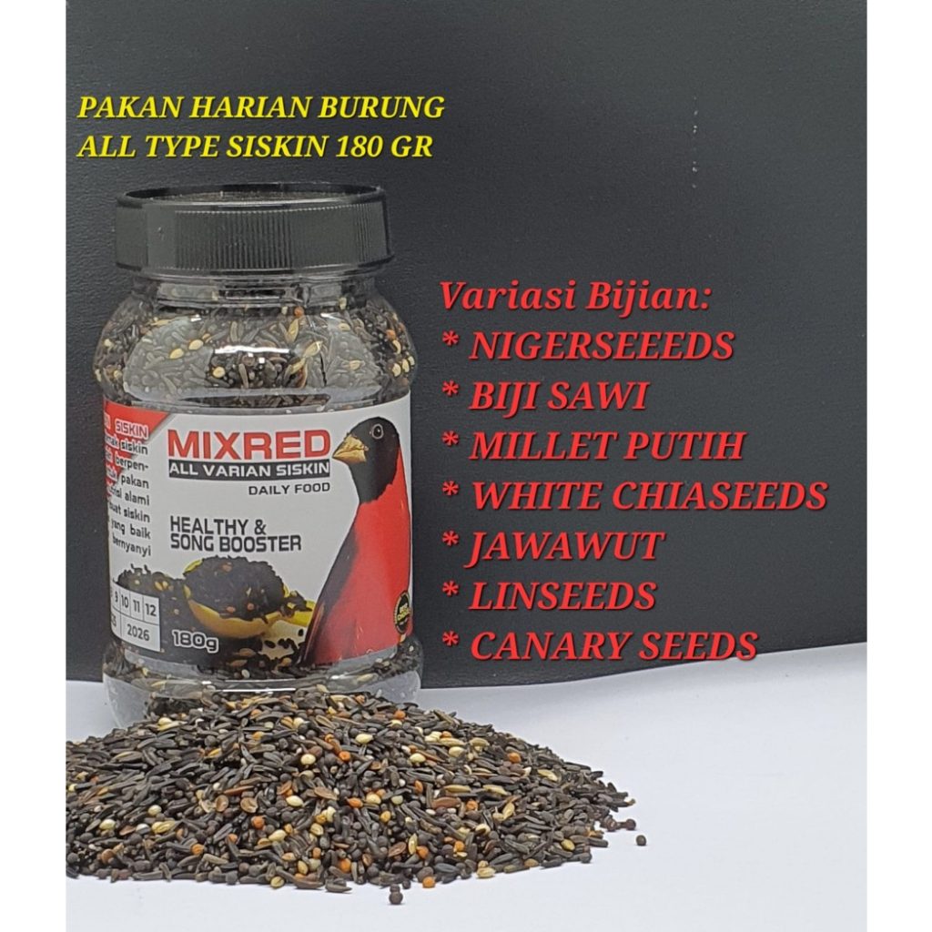 UNIQUE UNIK PAKAN BURUNG SISKIN MIX RED SISKIN 180 GRAM