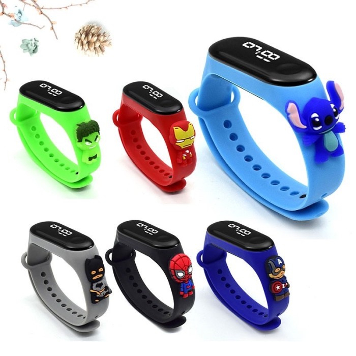 Jam Tangan LED Anak Laki Laki Dan Perempuan Karakter Superhero