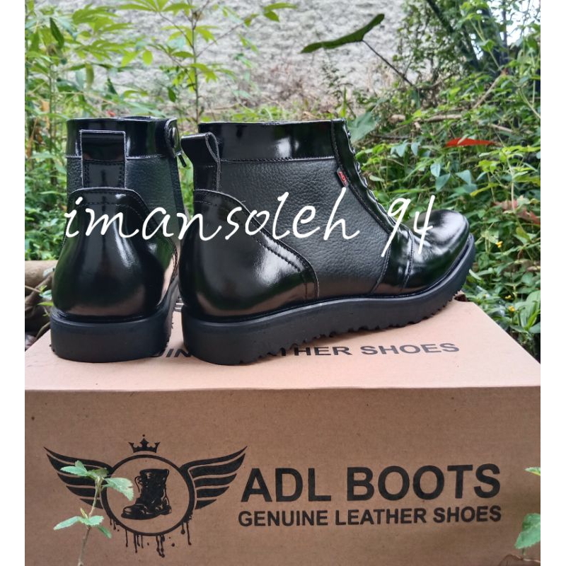 SEPATU PDH KULIT ASLI KILAP MIX DOFF CLASSIC MERK ADL BOOTS