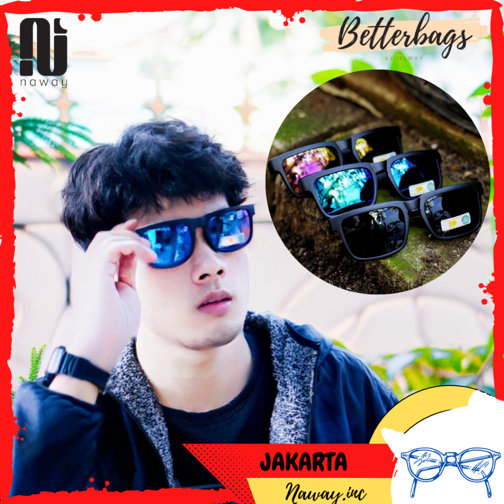 Kacamata Pria Lensa Mirror Iridium / Kaca Mata Hitam Retro Suglasses Trendi untuk outdoor siang hari anti radiasi UV 400 model korea