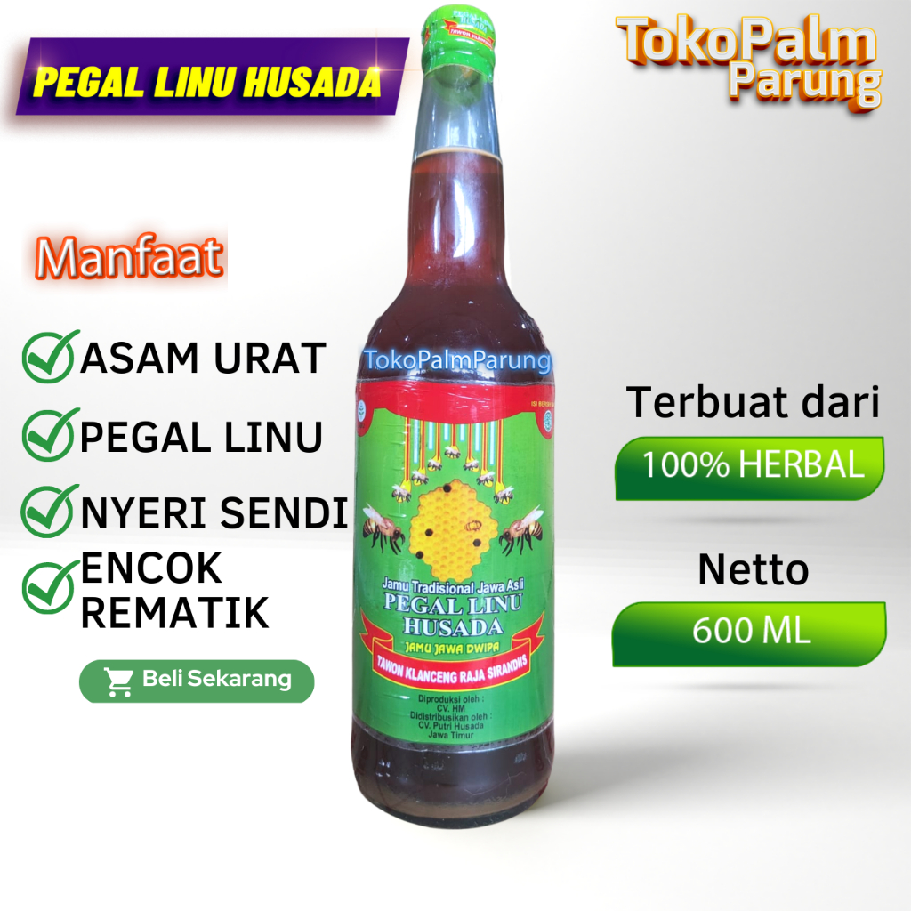 Jamu Pegal Linu Husada Untuk Pegel Linu Asam Urat Cap Tawon Klanceng Pegal Linu Husada 650ml