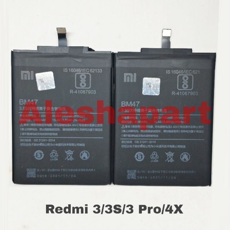 Baterai/Battery XIAOMI REDMI 3/3S/3 Pro/4X/BM47