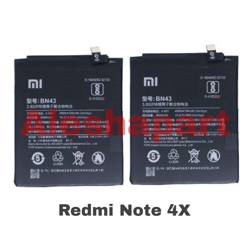 BATERAI/BATTERY Xioami Redmi Note 4X / BN43