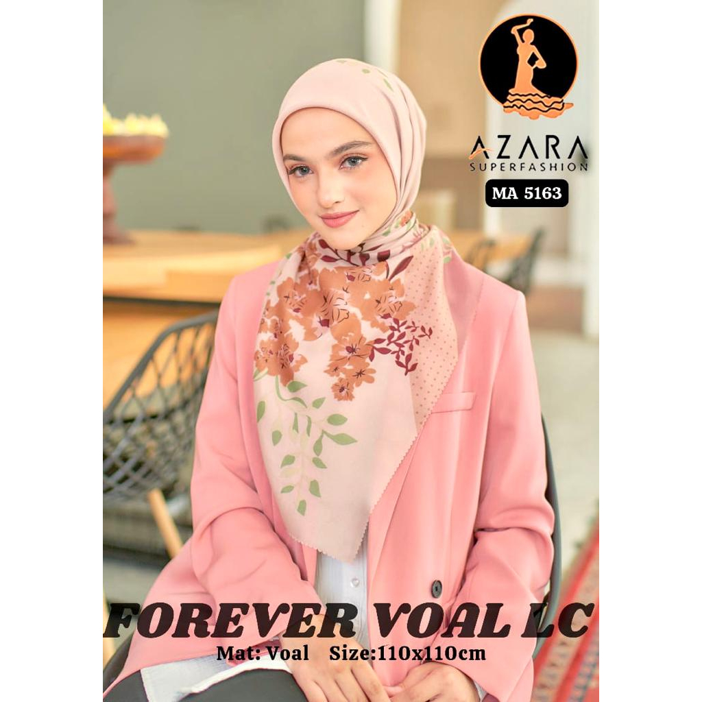 Azara Hijab Segiempat Forever Voal Motif Printing Lasercut Corak Terbaru