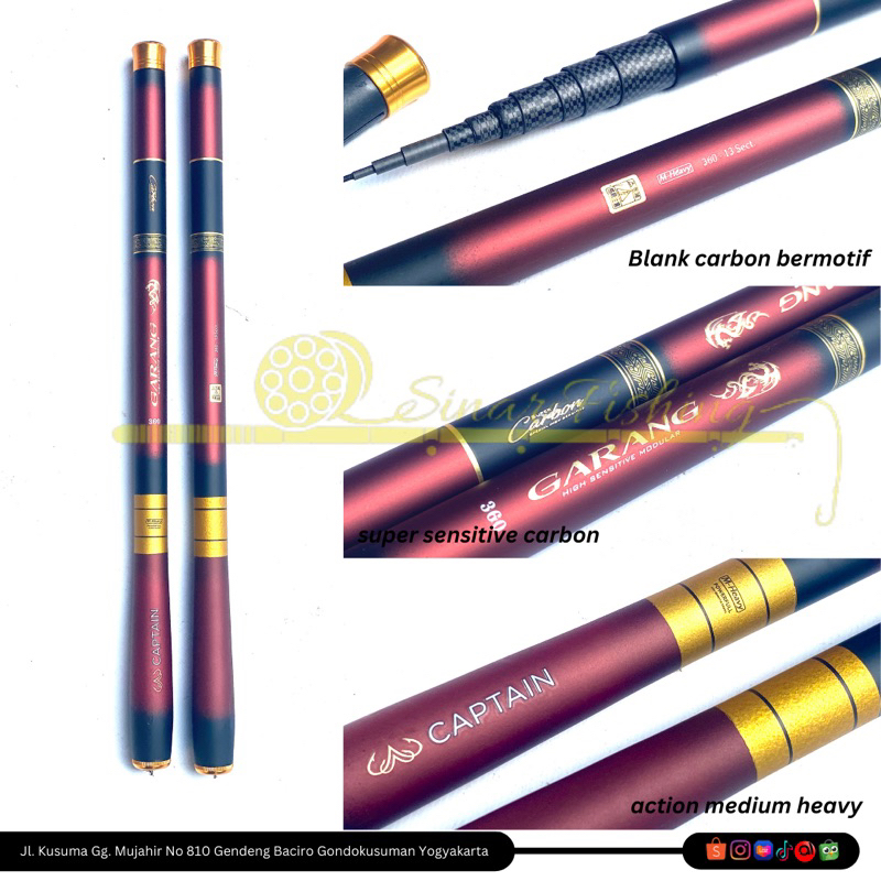 Tegek Ros Pendek Carbon Captain Garang 38cm 180 - 450 Medium Heavy