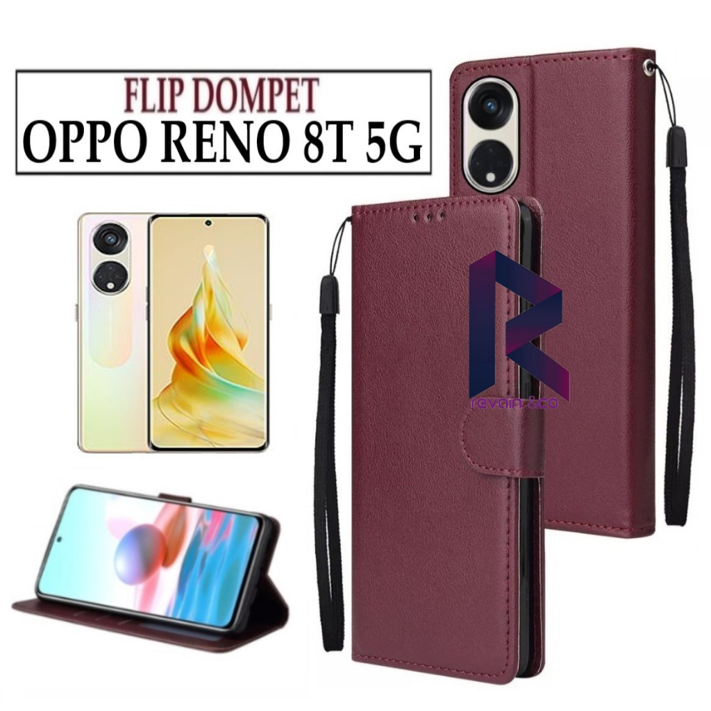 FLIP COVER OPPO RENO 8T 5G FLIP WALLET LEATHER KULIT PREMIUM SARUNG BUKA TUTUP KESING HP FLIP CASE OPPO RENO 8T 5G