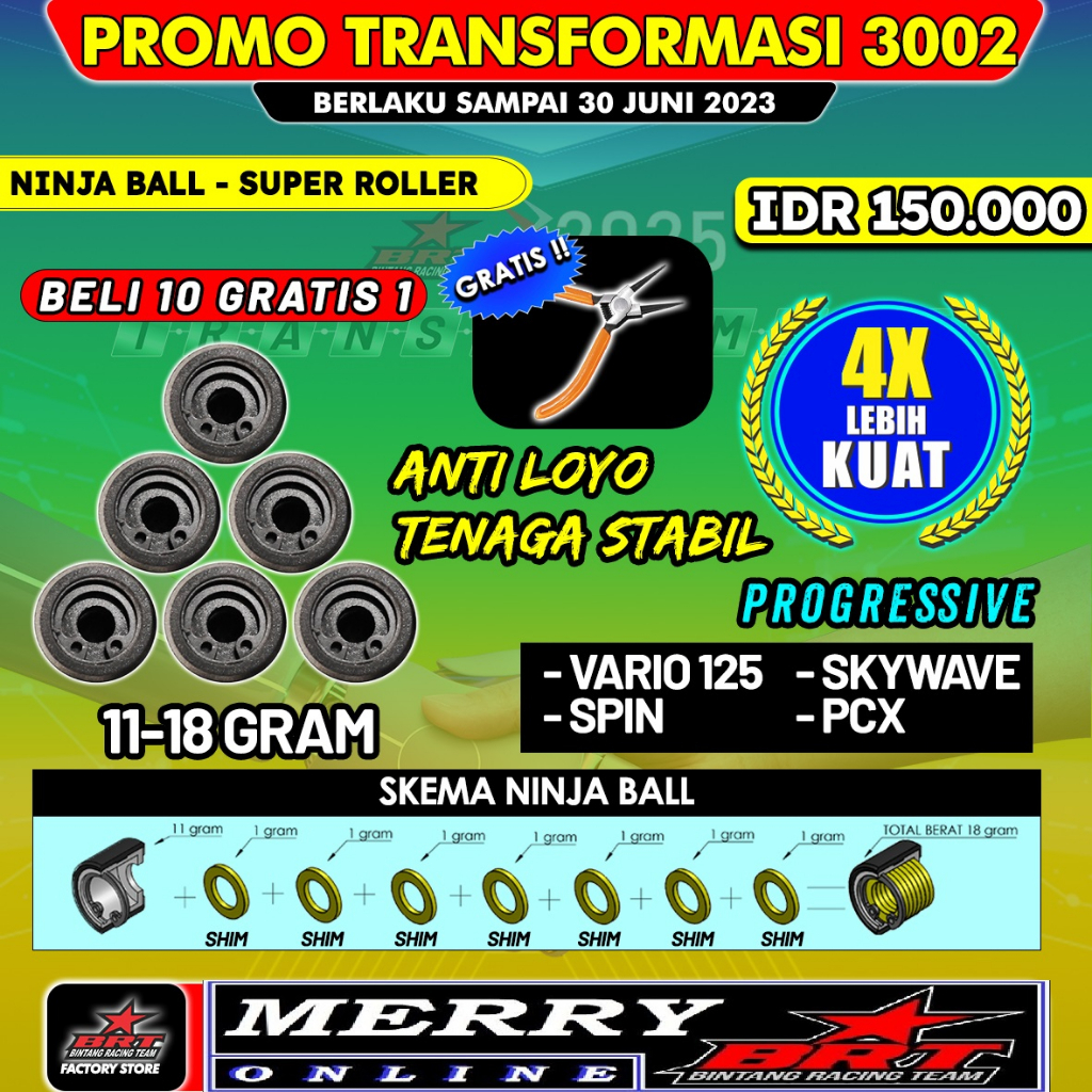 Super Roller Ninja Ball BRT Vario 125 150 Mio J Sporty New Nmax Aerox PCX ADV Beat Fi Karbu PCX ADV 150 160