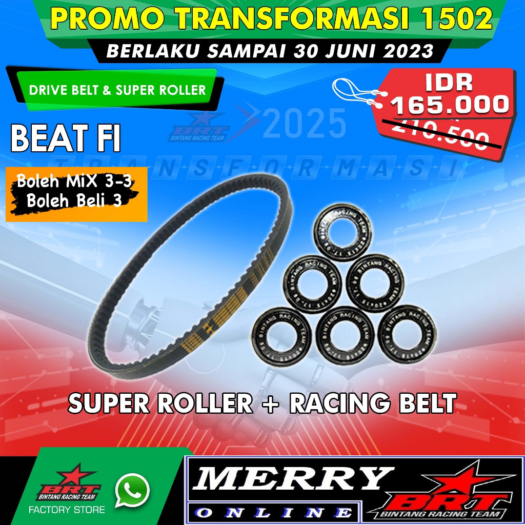 Promo 1502 Super Roller &amp; Vanbelt V Belt BRT Honda Beat fi / Scoopy fi / Vario 110 fi KZL stater kasar non ESP